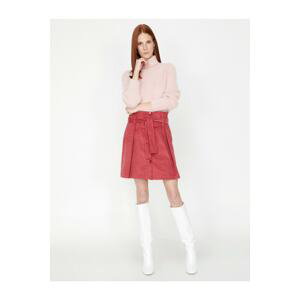Koton Women's Pink Velvet Miniskirt