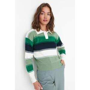Trendyol Green Basic Color Block Knitwear Sweater