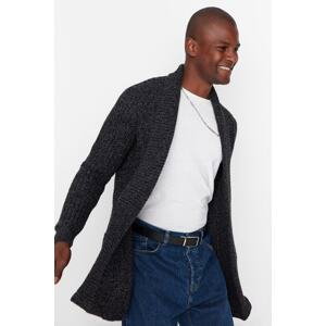 Trendyol Black Men's Regular Fit Shawl Collar Long Knitwear Cardigan.
