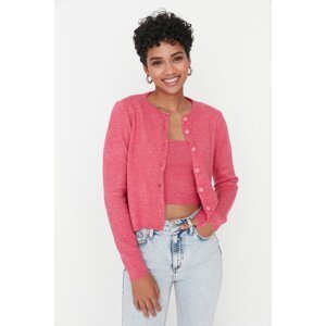 Trendyol Pink Soft-textured blouse with Crop and Button Detail, Cardigan Knitwear Suit