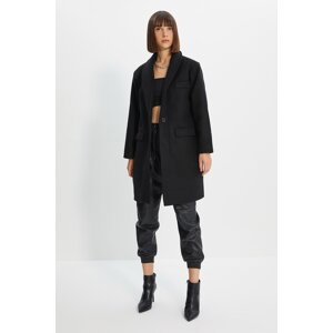 Trendyol Black Wide-Cut Oversize Buttoned Classic Stamp Coat