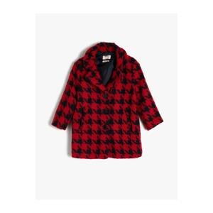 Koton Red Plaid Girl's Coat