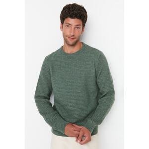 Trendyol Khaki Men's Regular Fit Crewneck Textured Knitwear Sweater