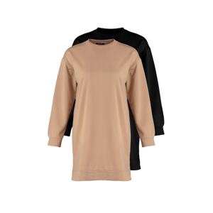 Trendyol Black-Tan 2 Pack Crew Neck Basic Knitted Sweatshirt