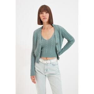 Trendyol Mint Knitted Detailed Blouse-Cover Cardigan Sweater Suit