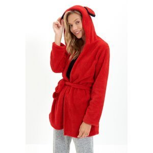 Trendyol Red Ear Detail Plush Knitted Dressing Gown