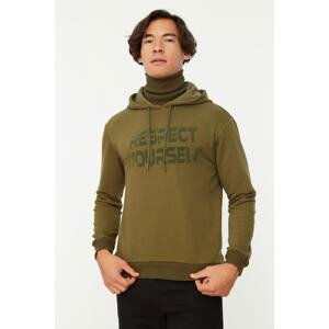 Trendyol Khaki Men's Regular Fit Hooded Cotton Sweatshirt