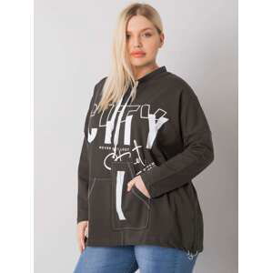 Tmavá khaki mikina plus size velikosti bez kapuce Hackney