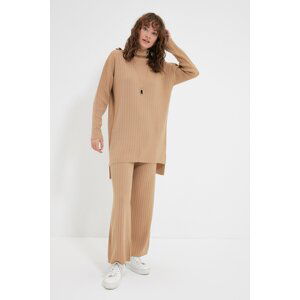 Trendyol Camel Half Turtleneck Corduroy Sweater-Pants Knitwear Suit