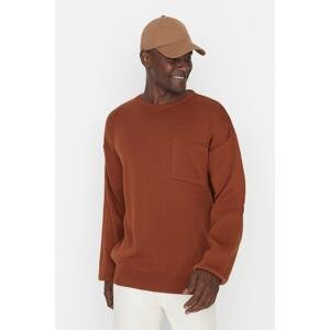 Trendyol Cinnamon Men's Crew Neck Oversize Fit Knitwear Sweater