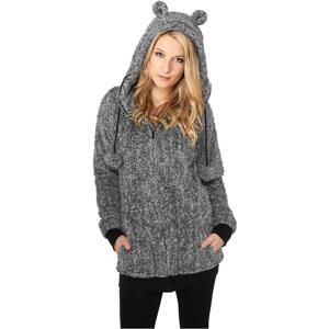 Dámská Melange Teddy Zip Hoody blk/wht