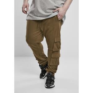 Letní olivové froté kalhoty s dvojitou kapsou