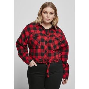 Dámská krátká oversized košile černo/červená