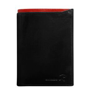 Pánská černá kožená peněženka s červeným modulem