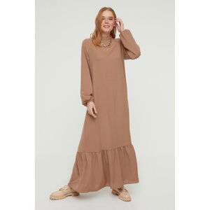 Trendyol Beige High Neck Elastic Aerobin Woven Dress