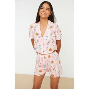 Trendyol Multi Color Leisure Patterned Viscose Shirt-Shorts Woven Pajamas Set