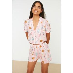 Trendyol Multi Color Leisure Patterned Viscose Shirt-Shorts Woven Pajamas Set