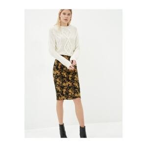 Koton Women's Mustard Patterned Skirt