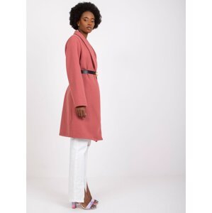 Růžový kabát s páskem Luna