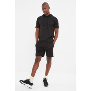 Trendyol Black Men's Regular/Regular Fit Hooded, Shorts and Tracksuit Set