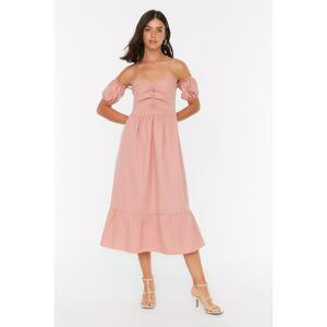 Trendyol Pale Pink Carmen Collar Woven Dress