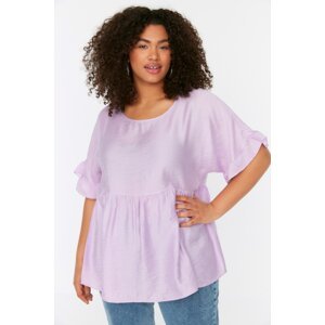 Trendyol Curve Lilac Knitted Ruffle Blouse