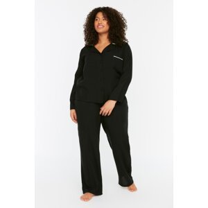 Trendyol Curve Black Woven Pocket Detailed Pajamas Set