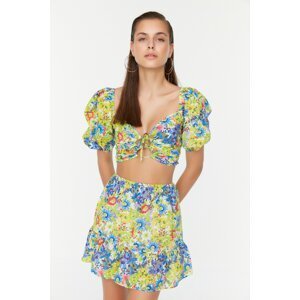 Trendyol Floral Print Beach Blouse-Beach Skirt Set