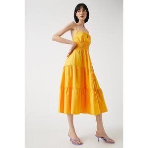 Koton Strapless Midi Dress with Ruffled Cotton