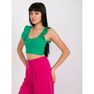 Základní tmavě zelený pruhovaný crop top RUE PARIS