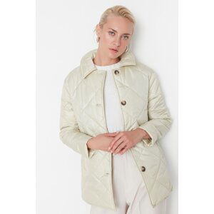 Trendyol Light Khaki Shirt Collar Quilted Coat