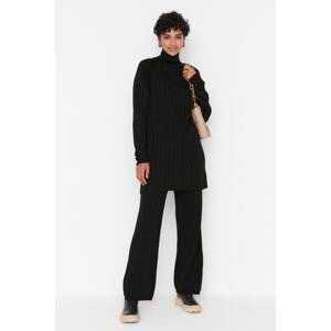 Trendyol Black Turtleneck Corduroy Sweater-Pants, Knitwear Suit