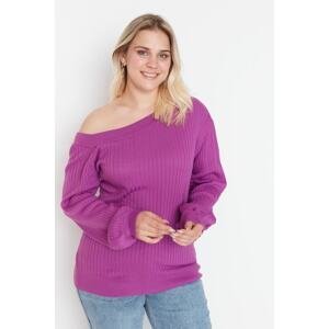 Trendyol Curve Purple Boat Collar Knitwear Sweater