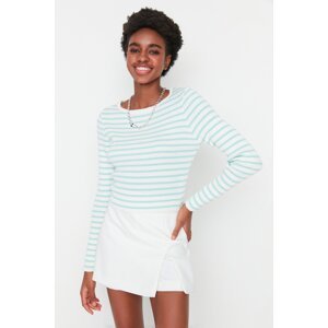 Trendyol Ecru 100% Cotton Striped Knitwear Sweater