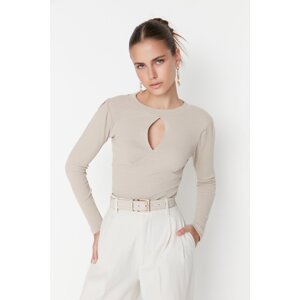 Trendyol Stone Cut Out Detailed Corduroy Knitted Blouse