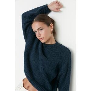 Trendyol Blue Wide Fit Měkký texturovaný základní pletený svetr