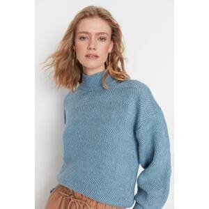 Trendyol Blue Soft Textured Basic Knitwear Sweater