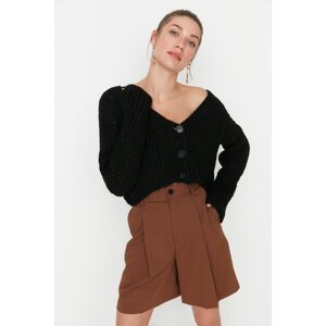 Trendyol Black Crop Soft Textured Knitwear Cardigan