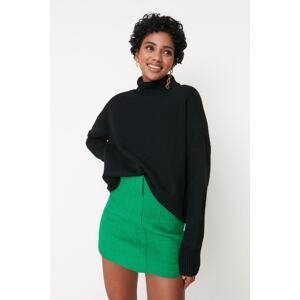 Trendyol Black Wide Fit Soft Textured Standing Collar Knitwear Sweater
