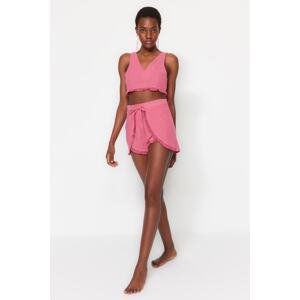Trendyol Pink Tassel Detailed Beach Blouse-Beach Shorts Set