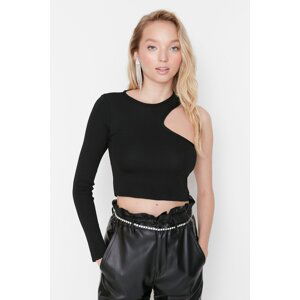 Trendyol Black Asymmetrical Collar Blouse