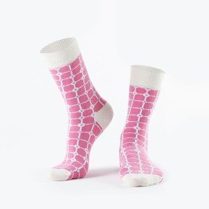 Růžové dámské kostkované ponožky