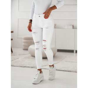 Roztrhané džínové džíny v bílé barvě