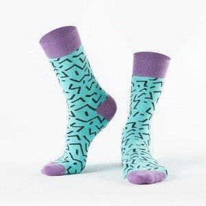 Tyrkysové dámské ponožky s černými vzory