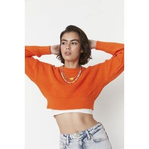 Trendyol Orange Super Crop Crew Neck Knitwear Sweater