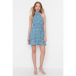 Trendyol Blue Woven Halter Neck Back Detail Mini Woven Dress