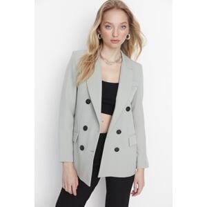 Trendyol Mint Weave Lined Double Breasted Closeup Blazer Jacket