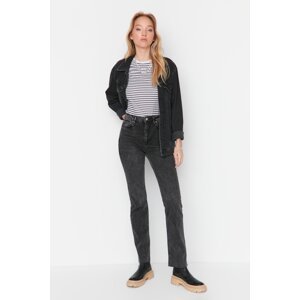 Trendyol Anthracite High Waist With Cut-Out Legs Bootcut Jeans