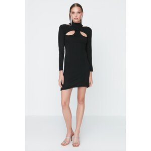 Trendyol Black Collar Detailed Knitwear Evening Dress