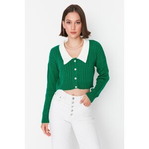 Trendyol Green Super Crop Corduroy Sweater Cardigan